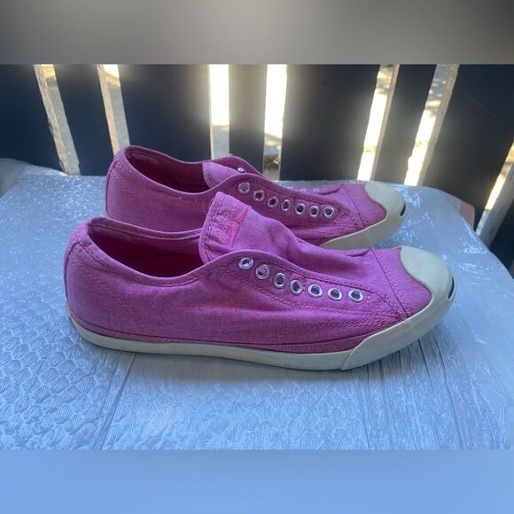 Converse Women’s Jack Purcell Pink Canvas Laceless Slip On Low Top Sz 9.5 - Picture 3 of 13